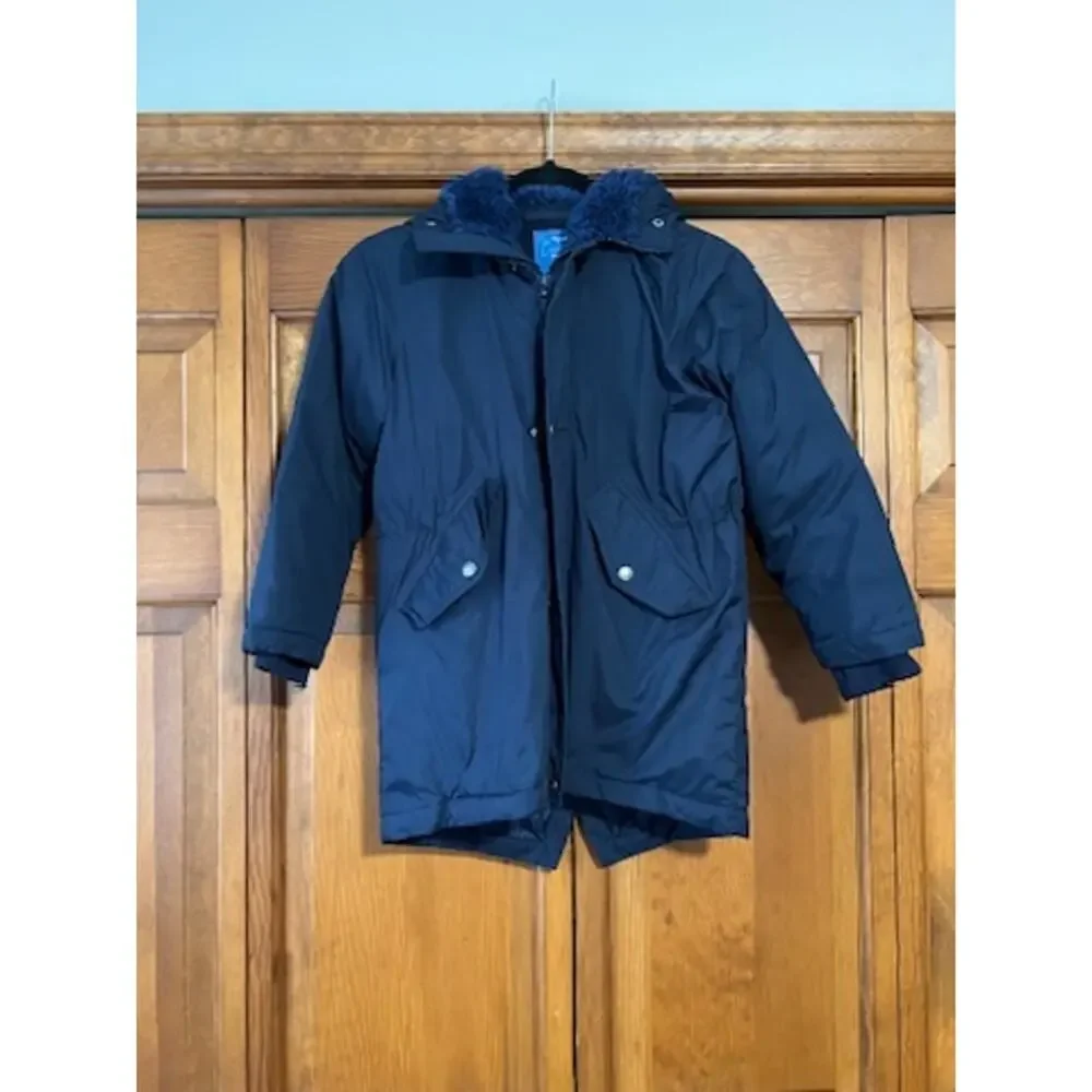 J.Crew Boys Fishtail Parka PrimaLoft Navy Blue Hooded Winter Coat Size S